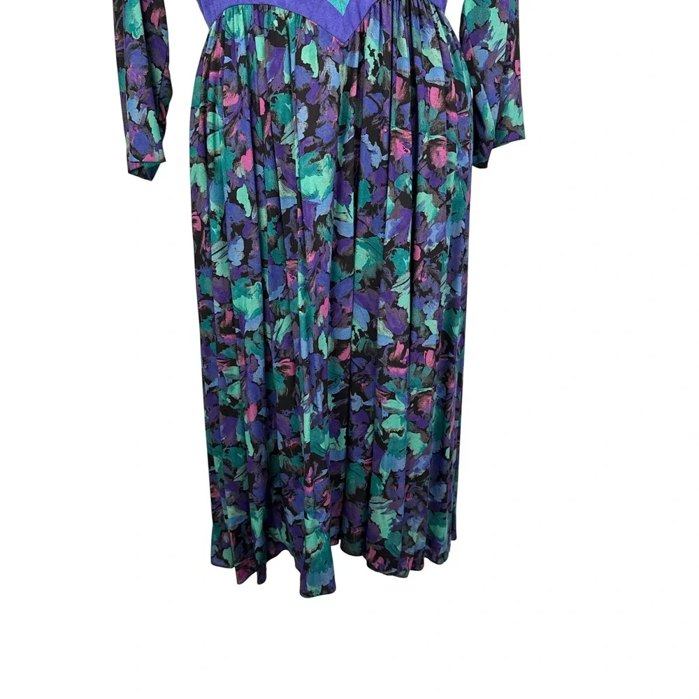 Patty O'Neil Petites Vintage Abstract Floral Print Midi‎ Dress Size 14